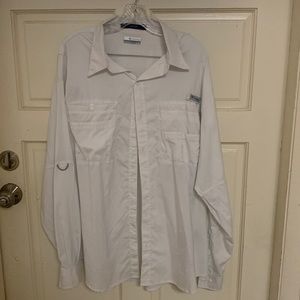 White XL Tamiami Columbia PFG Button-Up Shirt
